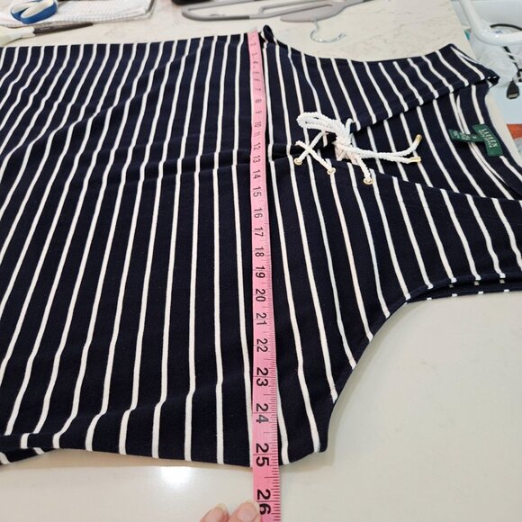 Lauren Ralph Lauren Navy White Dress Striped Sleeveless Lace-Up Nautical 3X - Picture 10 of 10